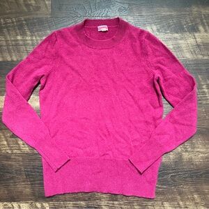 J. Crew 100% cashmere berry fuschia crewneck pullover sweater XXS *FLAW